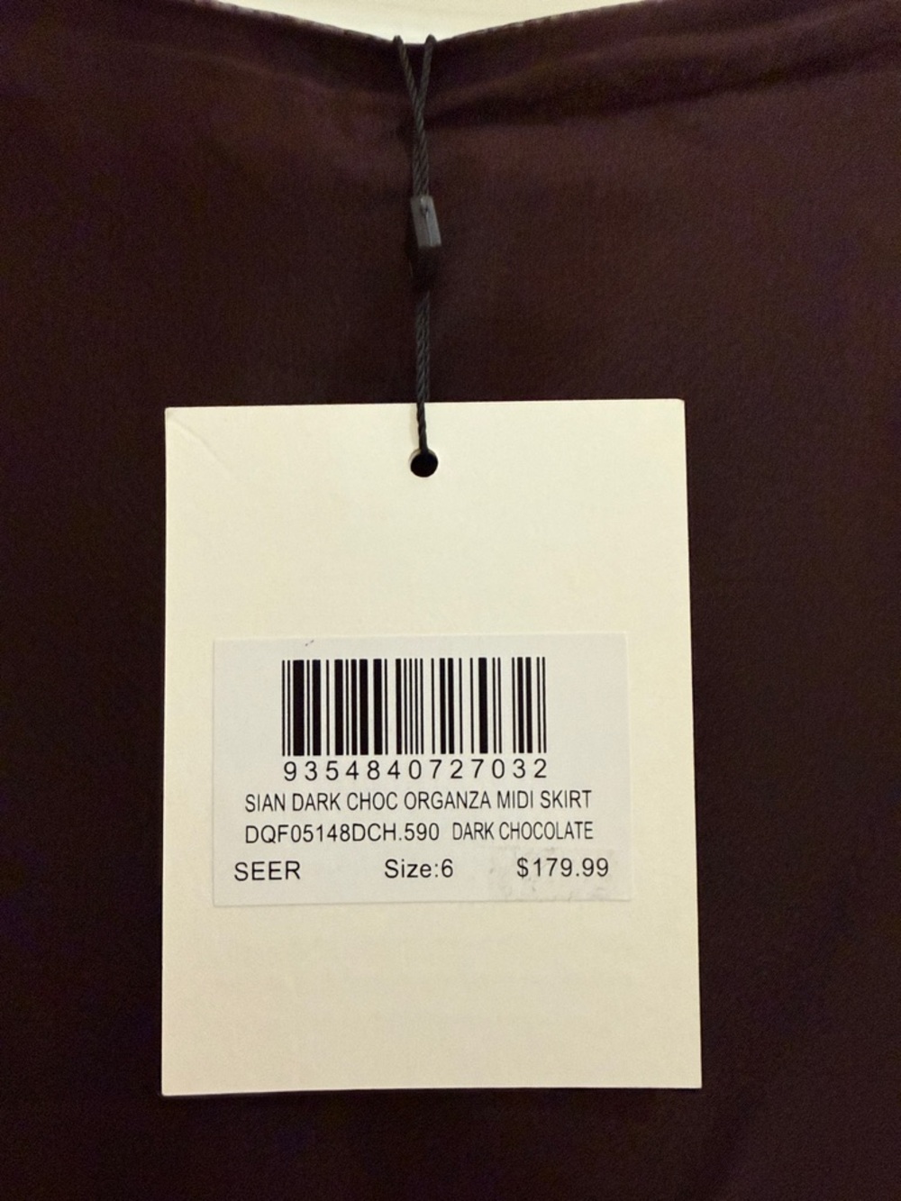 Sian Dark Choc Silk Organza Midi Skirt- Brown - Picture 5 of 12